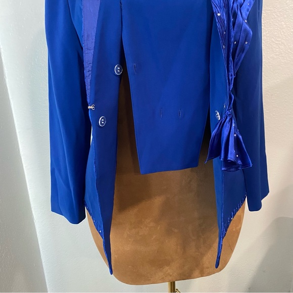 Vtg! Royal Blue Women's Blazer with Scarf Detail - Picture 15 of 16